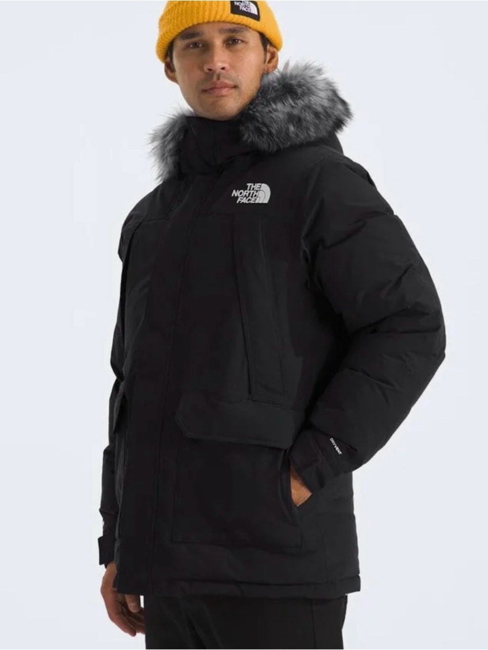 The North Face Men's Black McMurdo Parka with Gray Faux-Fur Trim
